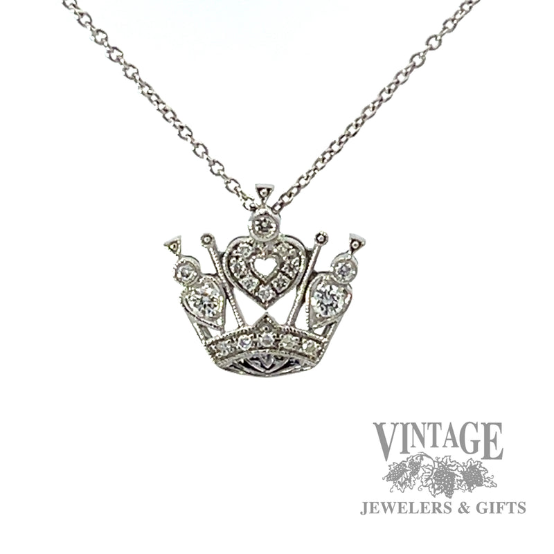 Victorina Crown Pendant 18" Cable Link Natural Diamond Necklace