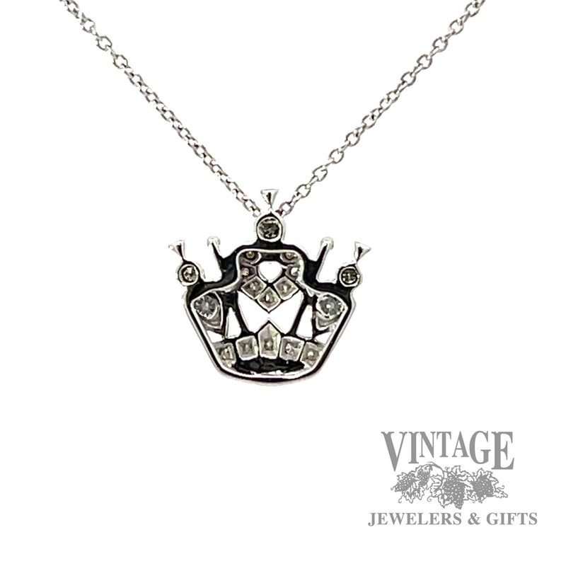 Victorina Crown Pendant 18" Cable Link Natural Diamond Necklace back