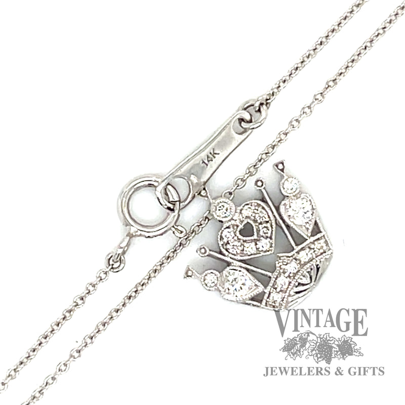 Victorina Crown Pendant 18" Cable Link Natural Diamond Necklace clasp