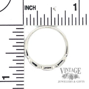 Green Emerald and natural diamond accented 14kt white gold ring .12tw scale