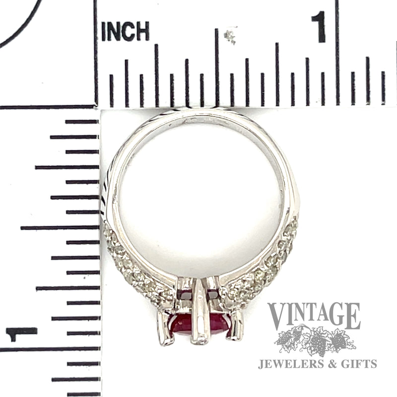 Oval cut Natural Ruby and Diamond accented 18kt gold ring 2.6tw scale