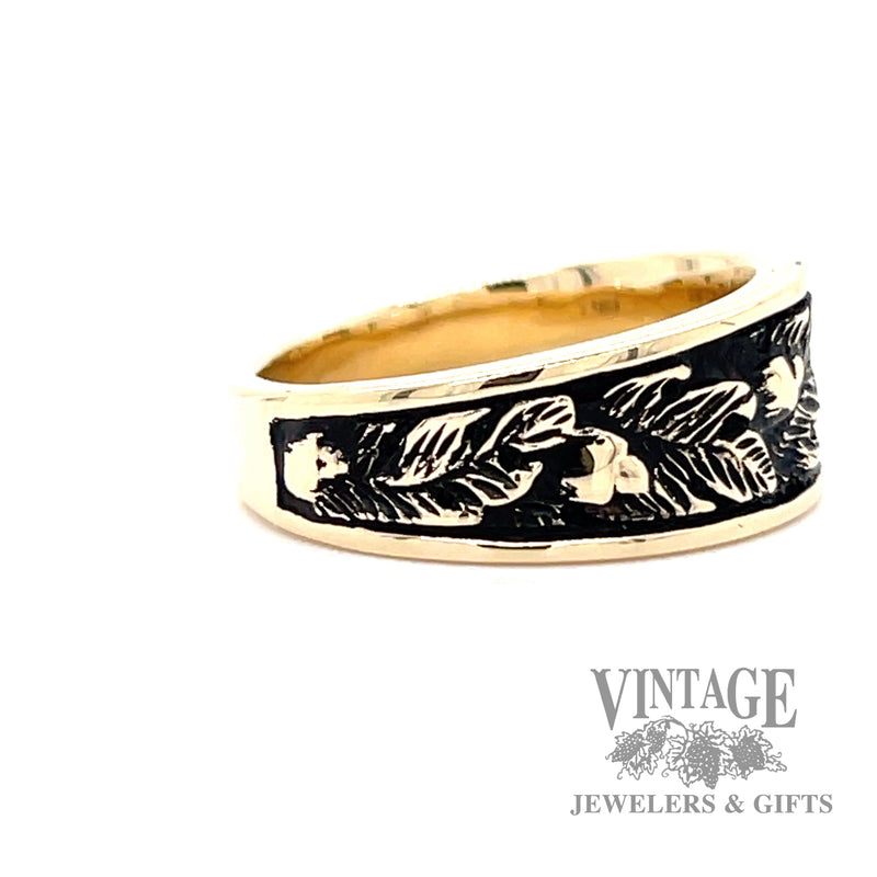 Antiqued Oak Leaf Design 14k Gold Ring