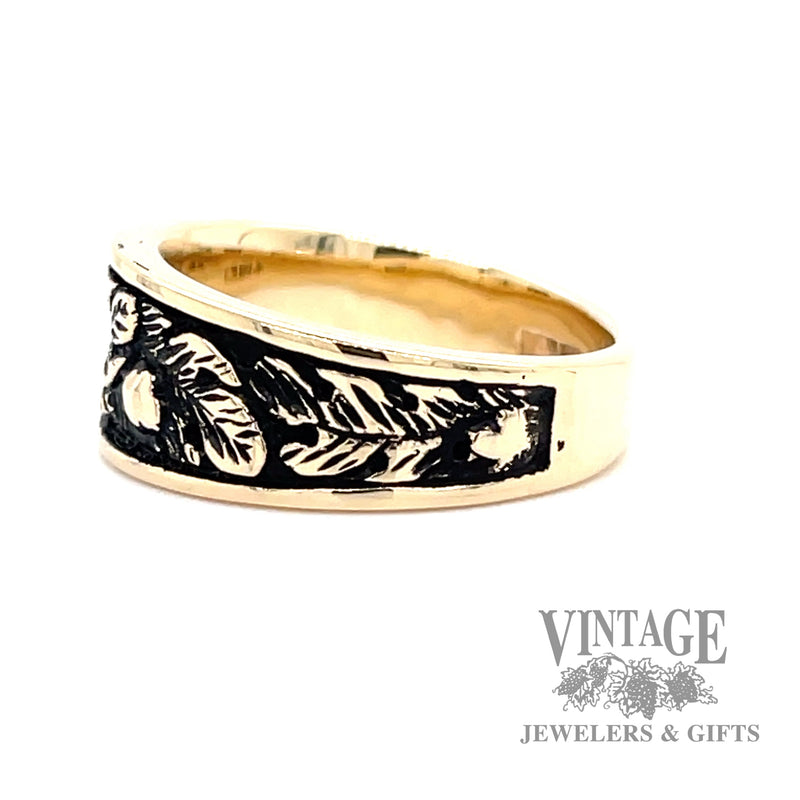 Antiqued Oak Leaf Design 14k Gold Ring