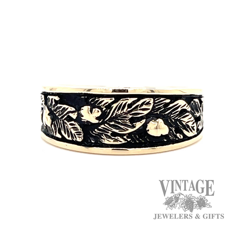 Antiqued Oak Leaf Design 14k Gold Ring