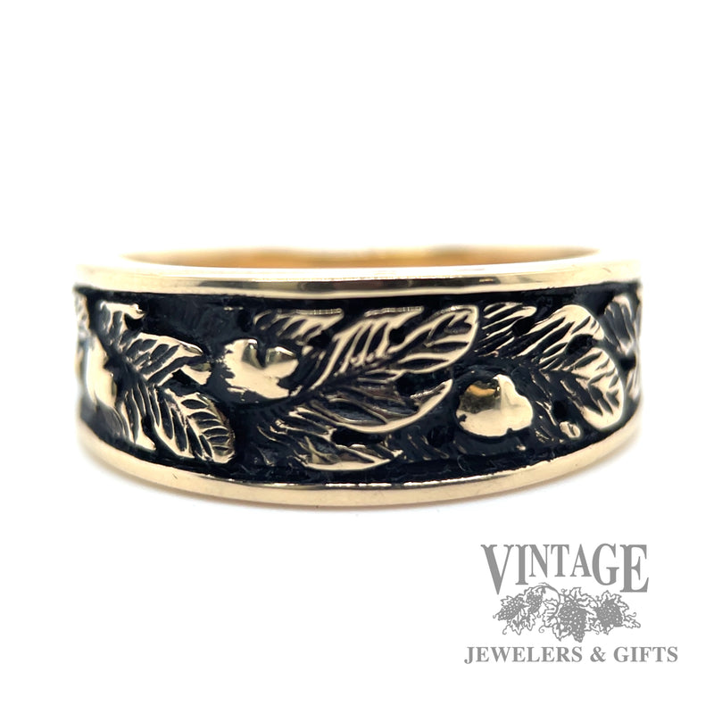 Antiqued Oak Leaf Design 14k Gold Ring