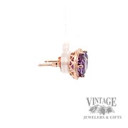 Halo Amethyst and natural Diamond Accented 14k gold earring 3.82tgw right