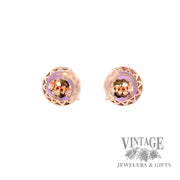 Halo Amethyst and natural Diamond Accented 14k gold earring 3.82tgw back