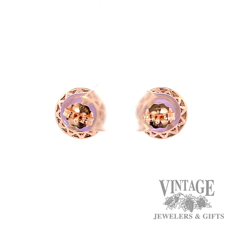 Halo Amethyst and natural Diamond Accented 14k gold earring 3.82tgw back