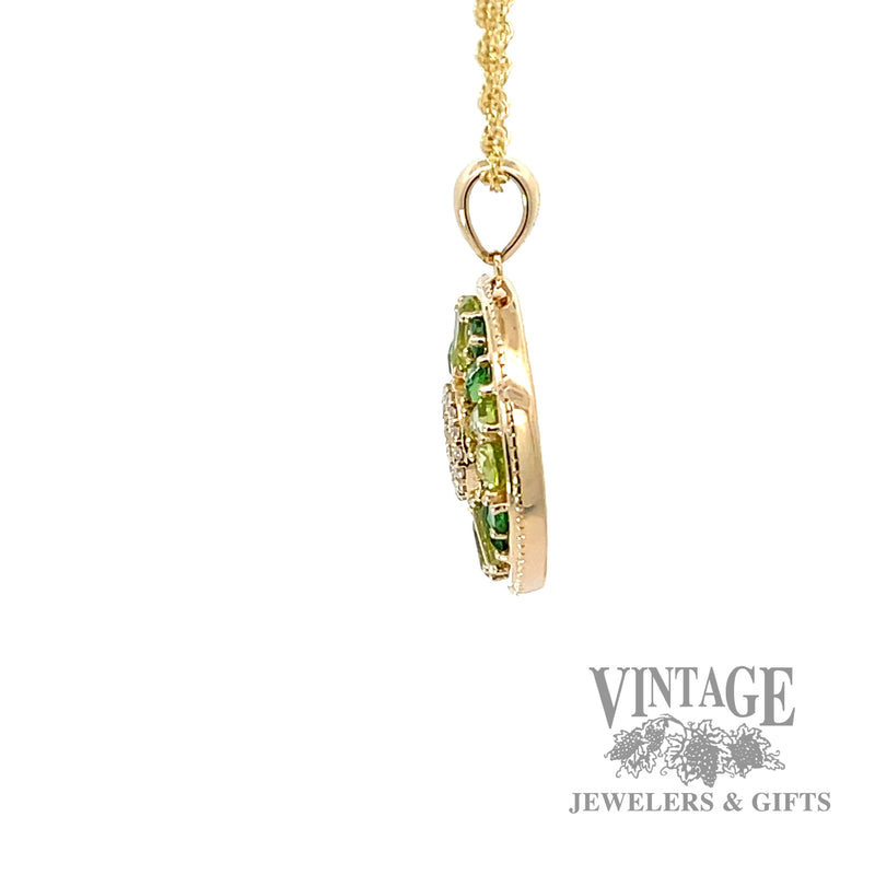 18" Cable Link Chain with Peridot and Diamond Necklace left