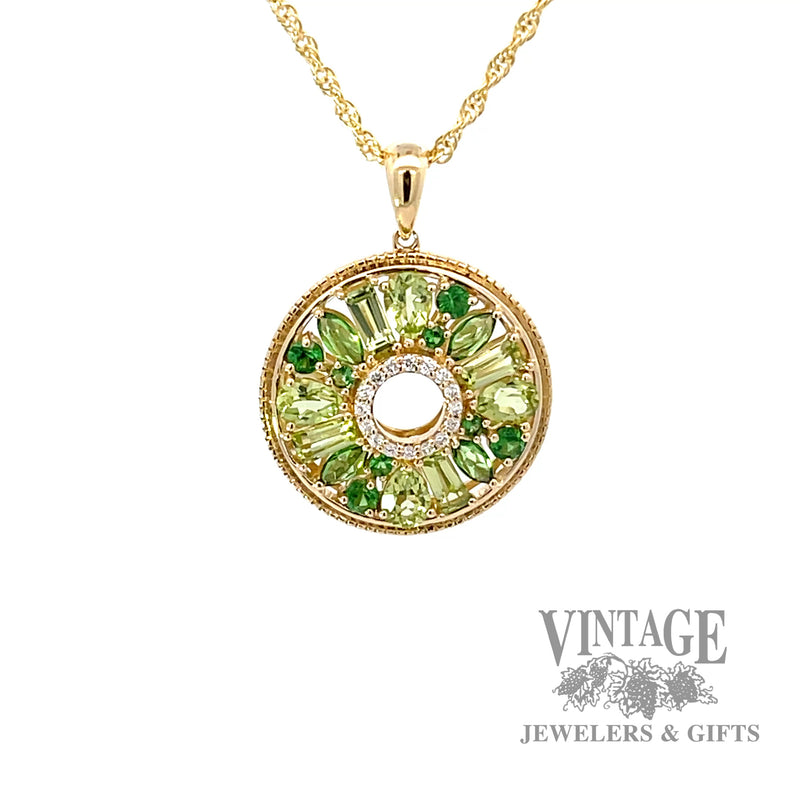 18" Cable Link Chain with Peridot and Diamond Necklace 