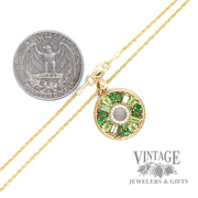 18" Cable Link Chain with Peridot and Diamond Necklace scale