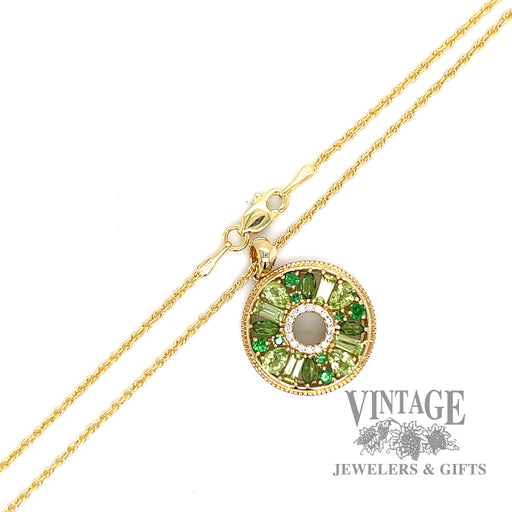 18" Cable Link Chain with Peridot and Diamond Necklace clasp