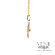 18" Cable Link Pendant with Accent Diamonds 14k yellow gold neckalce right