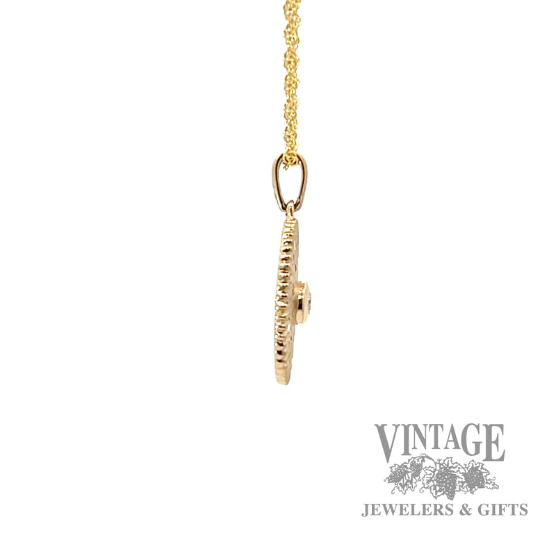 18" Cable Link Pendant with Accent Diamonds 14k yellow gold neckalce right