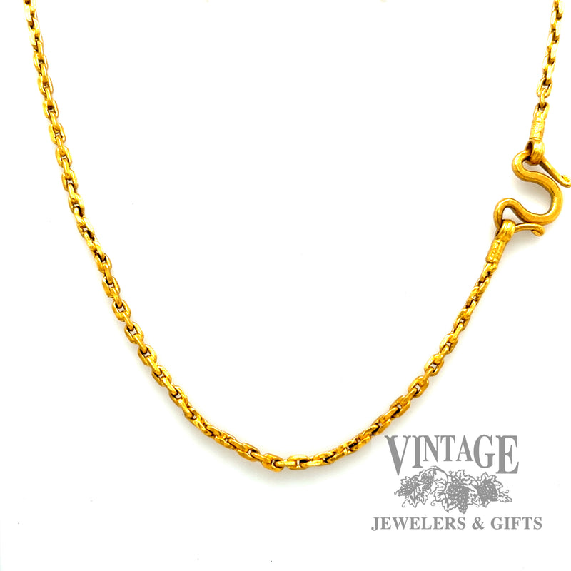 22” solid 24 karat gold cable chain