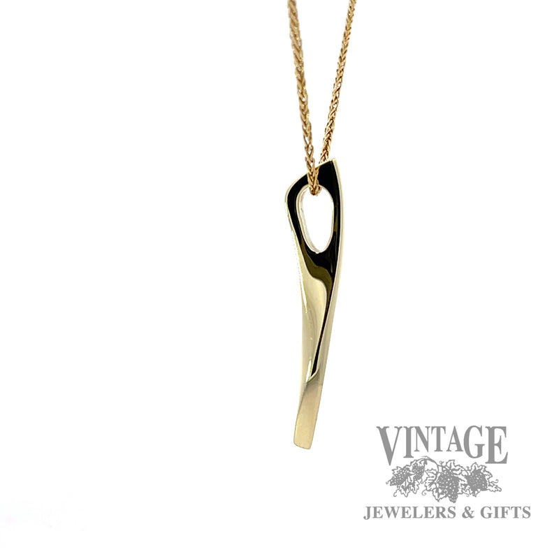 Ribbon 14k gold and diamond pave pendant .14 CTW left