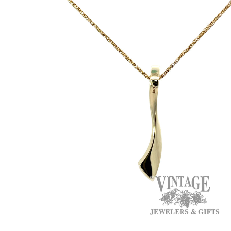 Ribbon 14k gold and diamond pave pendant .14 CTW back