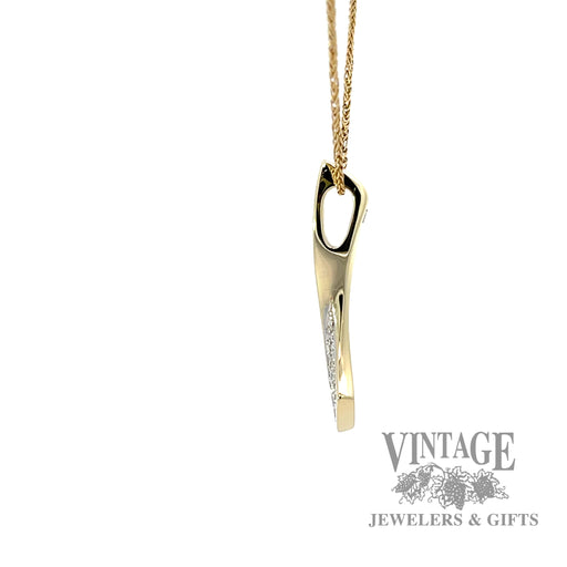 Ribbon 14k gold and diamond pave pendant .14 CTW right
