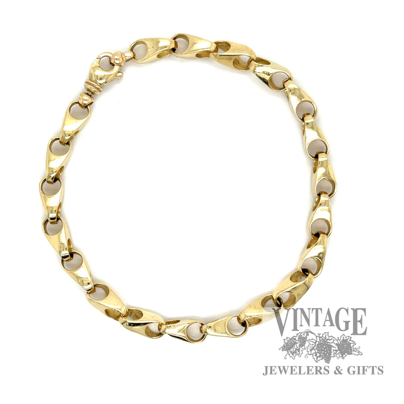 8.5" Fancy Cable Link 14k gold Bracelet round