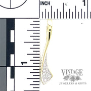 Ribbon 14k gold and diamond pave pendant .14 CTW scale