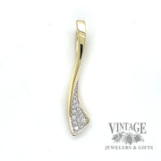 Ribbon 14k gold and diamond pave pendant .14 CTW