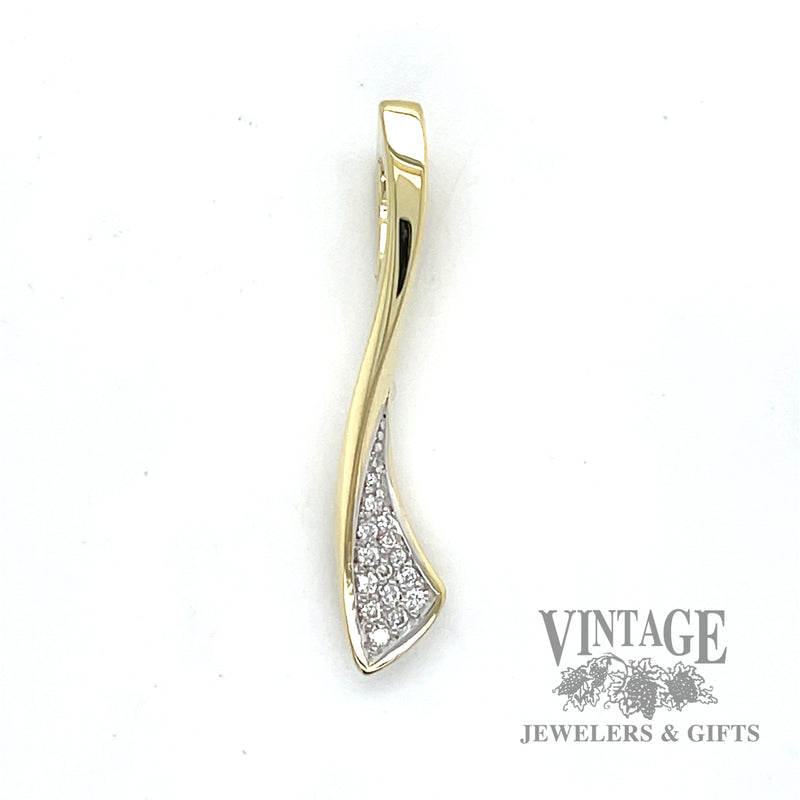 Ribbon 14k gold and diamond pave pendant .14 CTW