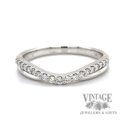 Curved 18k white gold diamond ring band .25 CTW.