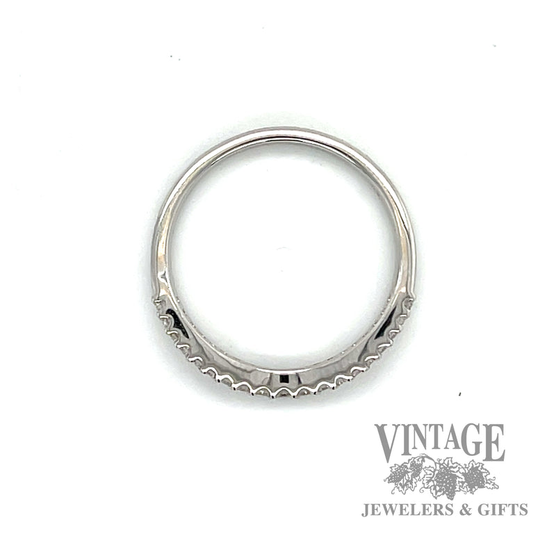 Curved 18k white gold diamond ring band .25 CTW. top