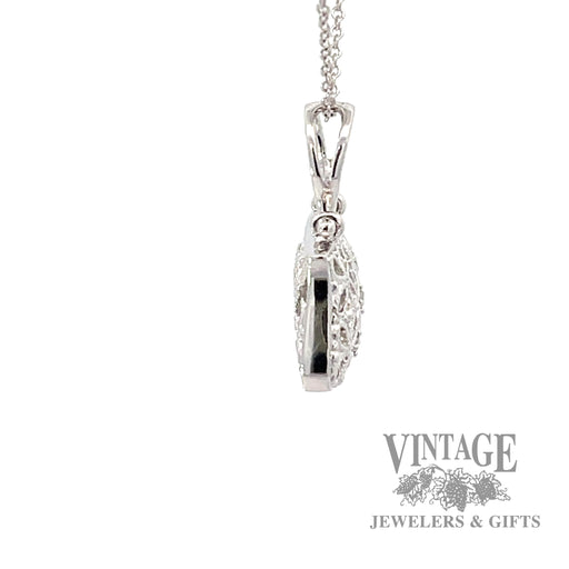 16" Cable Link Purse Natural Diamond Accented Pendant side