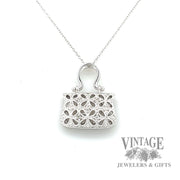 16" Cable Link Purse Natural Diamond Accented Pendant