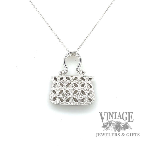 16" Cable Link Purse Natural Diamond Accented Pendant