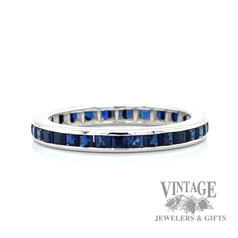 Square Cut Blue Sapphire Channel Set Ring 