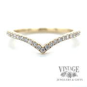 Pave Set Natural Diamond Curved 14k Gold Ring .25tw macro