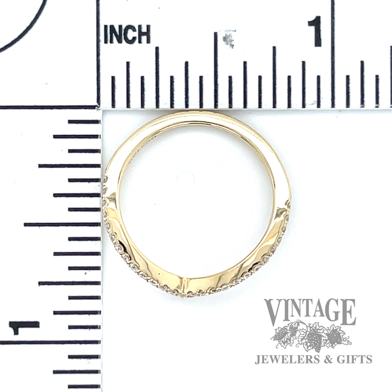 Pave Set Natural Diamond Curved 14k Gold Ring .25tw scale