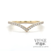 Pave Set Natural Diamond Curved 14k Gold Ring .25tw 