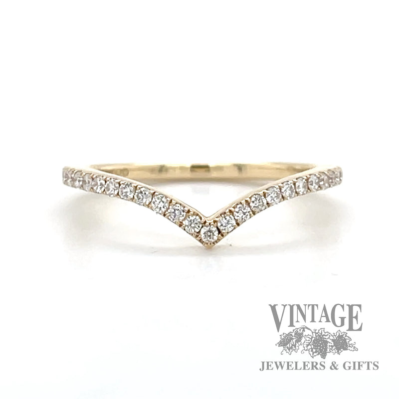Pave Set Natural Diamond Curved 14k Gold Ring .25tw 