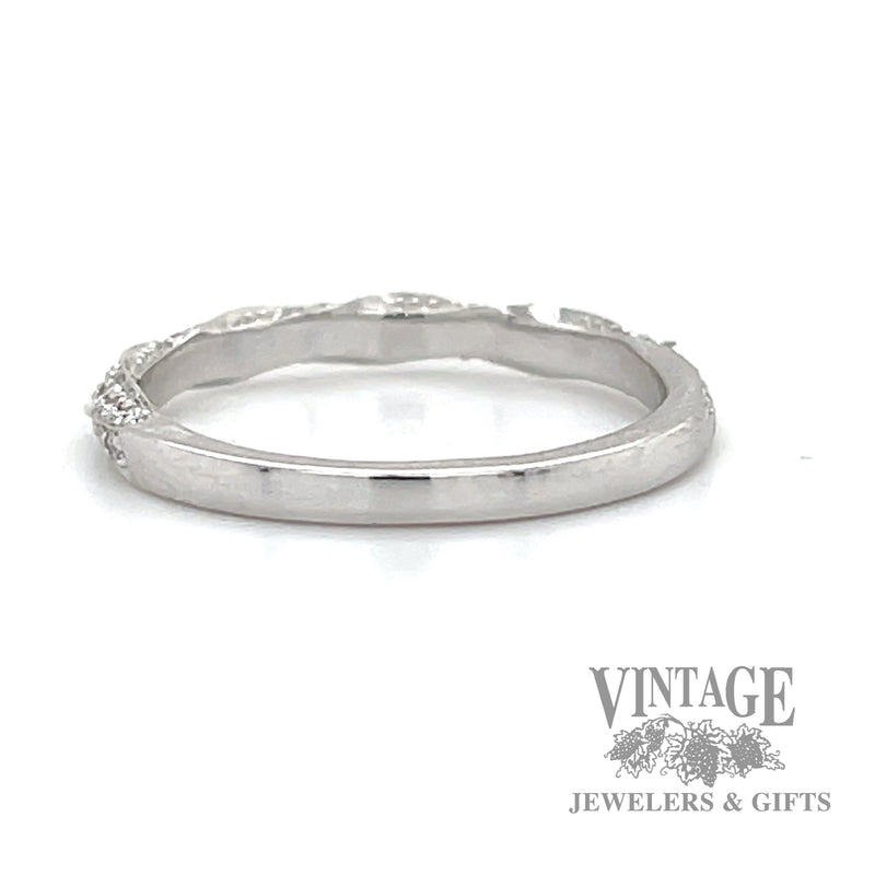 Twisted Curved 14k white gold natural diamond ring back