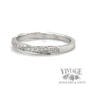 Twisted Curved 14k white gold natural diamond ring left