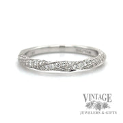 Twisted Curved 14k white gold natural diamond ring