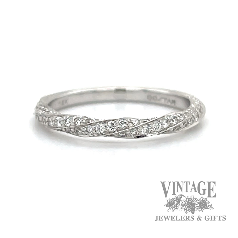 Twisted Curved 14k white gold natural diamond ring