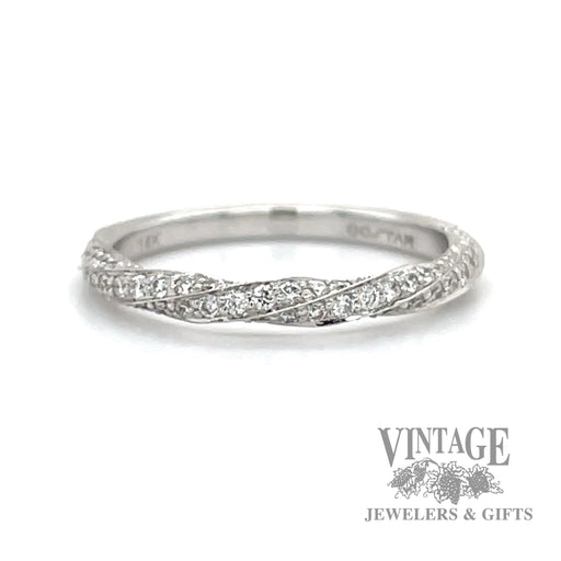 Twisted Curved 14k white gold natural diamond ring