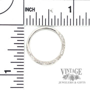 Twisted Curved 14k white gold natural diamond ring scale