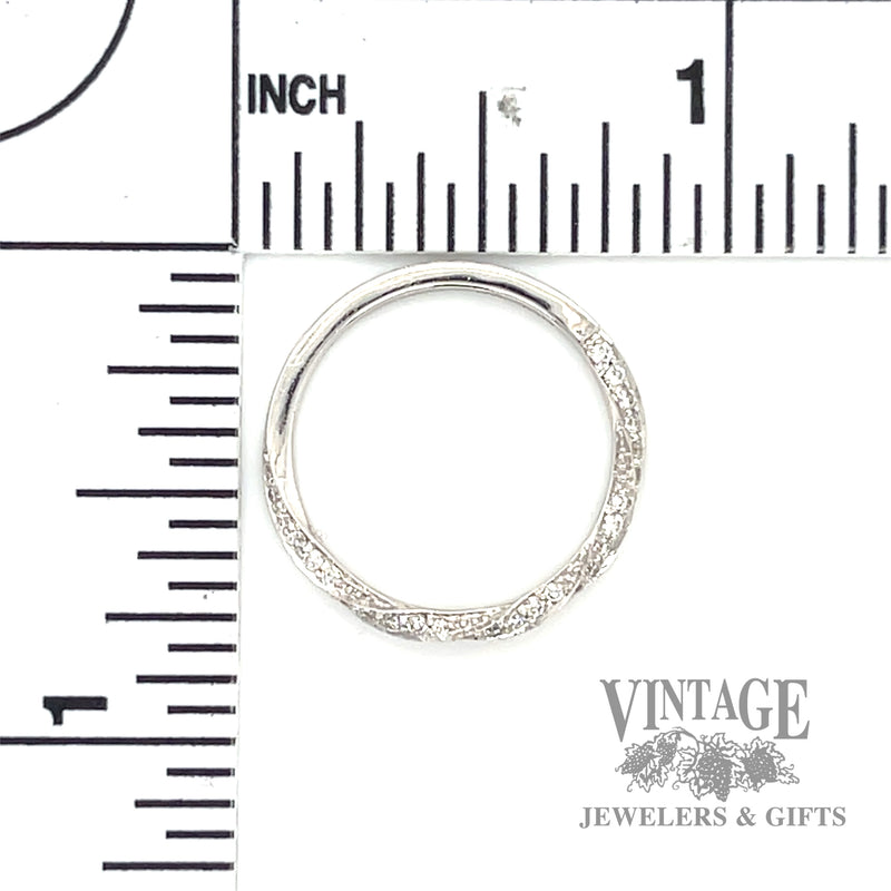 Twisted Curved 14k white gold natural diamond ring scale