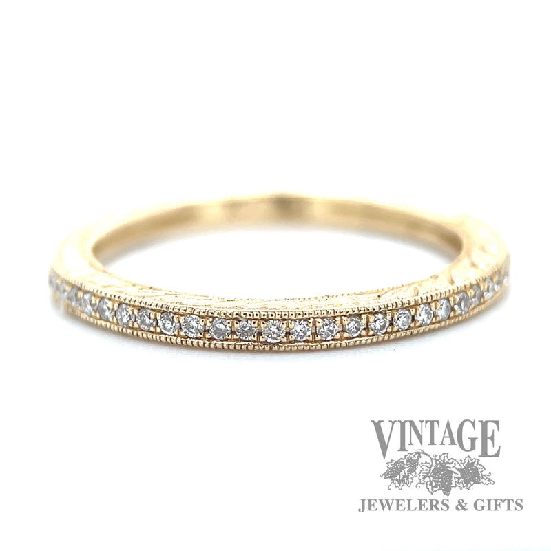 Filigree Style Natural Diamond 14k Gold Ring Macro