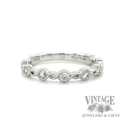 Vintage inspired infinity 14k white gold Natural Diamond twist ring