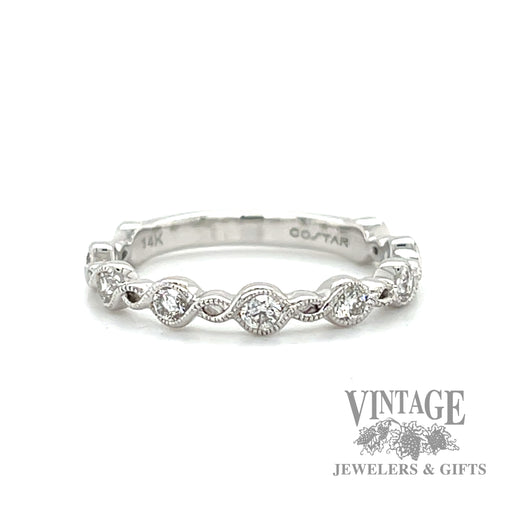 Vintage inspired infinity 14k white gold Natural Diamond twist ring