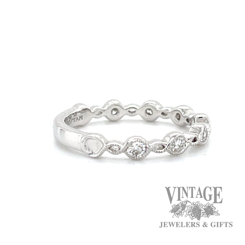Vintage inspired infinity 14k white gold Natural Diamond twist ring left