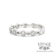 Vintage inspired infinity 14k white gold Natural Diamond twist ring