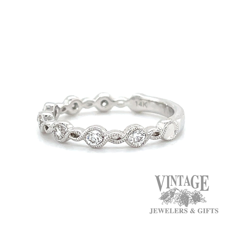Vintage inspired infinity 14k white gold Natural Diamond twist ring