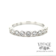 Milgrain Bezel Set 14k white gold Natural Diamond Ring macro